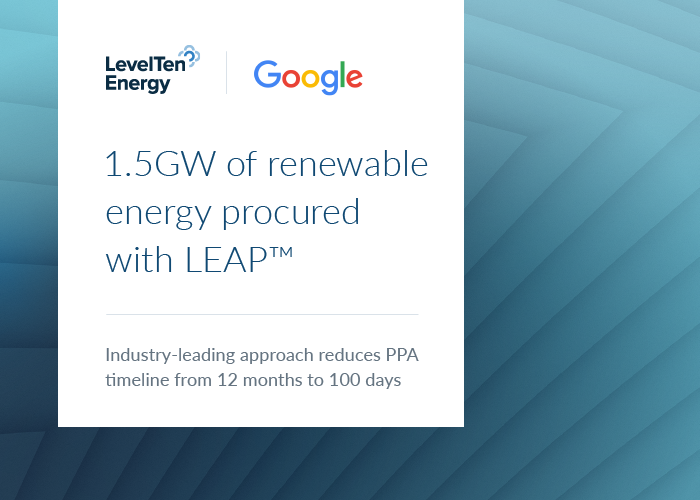 LevelTen Energy and Google Celebrate 1.5GW of Renewable Energy Procured with LEAP, LevelTen Energy’s Accelerated Process